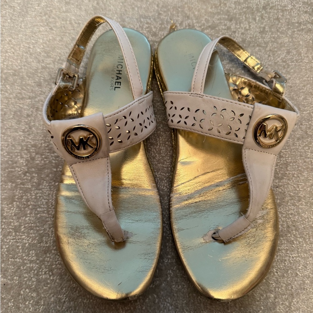 Michael Kors Gold and White Sandals